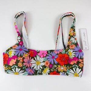 Salt + Cove Bikini Top Juniors Size Large Green Multicolor Floral Swim NWT